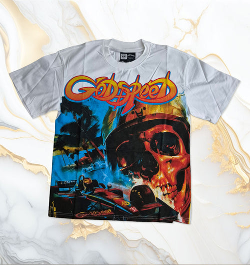 Godspeed F1 Skull Race Car Graphic Tee